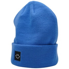 55cube Knit Cuffed Blue Beanie for Men Women