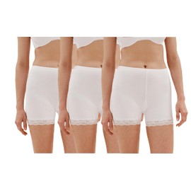 BestSale247 Pack of 3 Women's Underskirt Short Underdress with Lace Briefs Underskirt Boxer Shorts Cotton, Pack of 3 / white