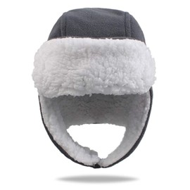 PESAAT Warm Baby Winter Hats for Girls Toddler Trapper Hat Fleece Kids Boys Earflap Beanie (Gray, S)