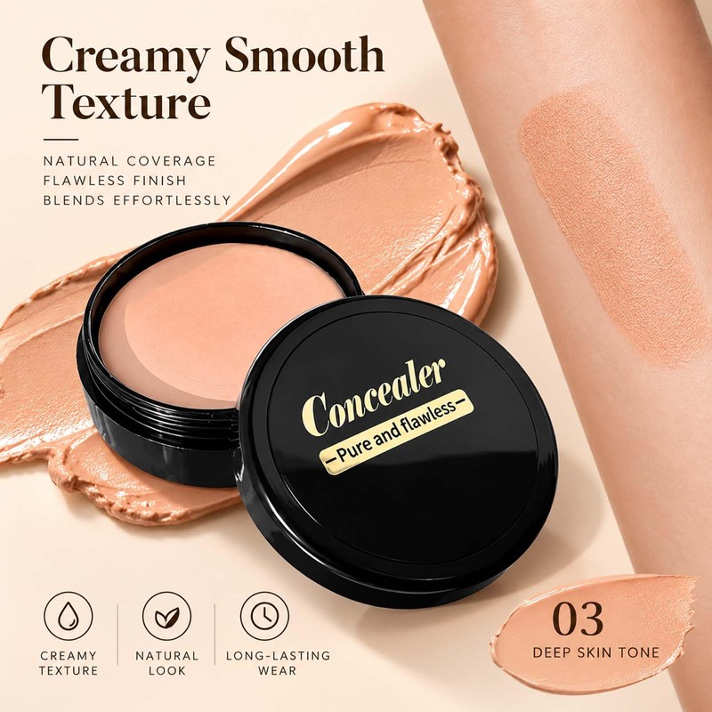 Pot Concealer, Shade 03 Warm Peach, Buildable Cream Coverage, 1