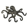 Bronze Octopus Coat Hook with 6 Tentacle Hooks Cast Iron