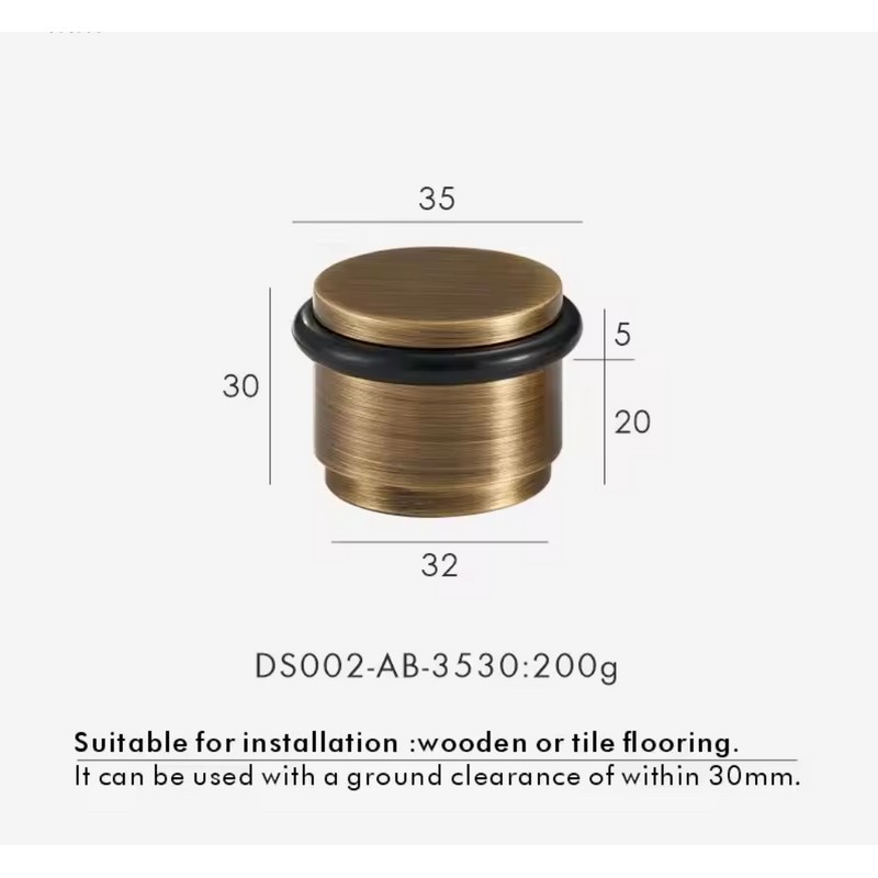 Brass Door Stopper - Matte Gold, Antique Bronze & Nickel
