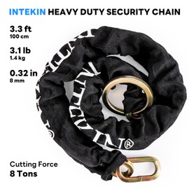 INTEKIN Security Chain 3.3 ft x 5/16" Thick Bike Lock Chain - High Security Hardened Steel Cut Proof Chain for Bikes, Containers, Motorcycles, Trailers, ATV's