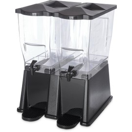 Carlisle FoodService Products TrimLine Plastic Economy Double Base Beverage Dispenser, 2 x 3.5 Gallons, Black