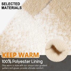 Bequemer Laden Thermal Touchscreen Gloves Women's Winter Warm Knitted Gloves Winter Gloves with Elastic Cuff Elegant Women Gift, Apricot white