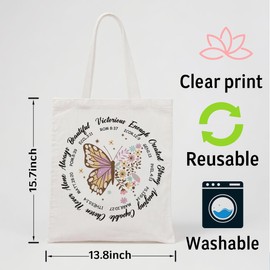 YTTRVHIH Bible Verse Canvas Tote Bag, Christian faith Tote Bag, Aesthetic Canvas Bags for Women, Reusable Cloth Cotton Bags for Shopping, Religious Gifts to Friends