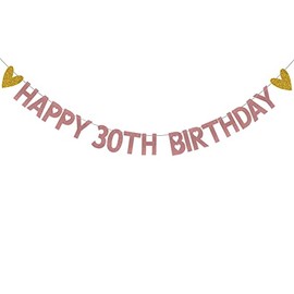 HAPPY 30TH BIRTHDAY Banner,Pre-Strung,Rose Gold Paper Glitter Party Decorations for 30 Years Old 30TH Birthday Party Supplies Letters Rose Gold ZHAOFEIHN