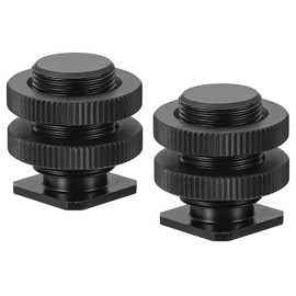 PATIKIL Male 5/8" to Female 1/4" Camera Hot Shoe Mount, 2 Pack Flash Cold Shoe Mount Tripod Screw Adapter for DSLR Rig, Black
