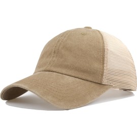 AOSMI Comfy Soft Vintage Washed Trucker Baseball Hat Adjustable Plain Blank Mesh Snapback Summer Sports Ball Cap Women Men Khaki XXL