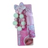 Brillo Labial Gloss Rosa Kawaii Con Llavero Moño Cuentas Ros