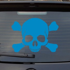 Car Die Cut Car Sticker Skull Pirate Death Fun Dub OEM Sticker, light blue