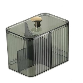 3 Grids Apothecary Jar Organizer, 1Pc 3-Section Cotton Ball Swabs Dispenser,3-Section Clear Bathroom Organizer Jar 3 Grids Cotton Swab Pad Ball Holder Container, Green