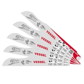 Vessel SBC-1415-5 Saber Saw Blade Cheetah Metal For Ironwork, Blade Thickness: 0.03 inches (0.9 mm), Total Length: 5.9 inches (150 mm), 5 Pieces