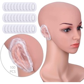 Cute Critters 100 Pack Clear Disposable Ear Protectors Waterproof Ear Covers for Hair Dye, Shower, Bathing