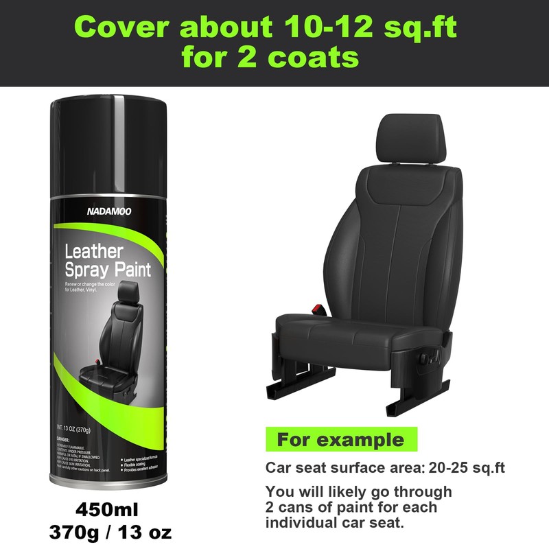 NADAMOO Leather Spray Paint Semi-Gloss Black 2 Cans - Flexible