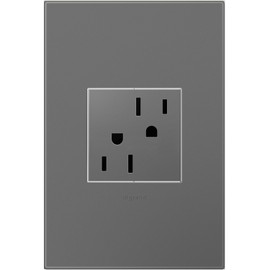 Legrand adorne 15A Tamper-Resistant Outlet With Matching Wall Plate (Magnesium Finish), ARTR152M4WP