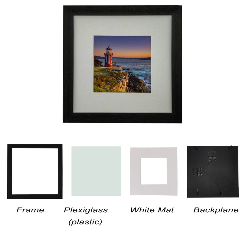 8x8 Picture Frame Gallery Photo Frame with 5x5 mat,Freestanding and