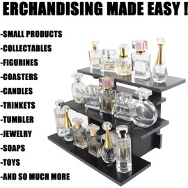 HAOWUJIN 3 Tier Staight Retail Table Display Stands Farmers Market Display Shelf for Food & Merchandise, Portable Retail Display Shelves for Retail Stores & Vendors for Cupcake Stand, Craft Shows