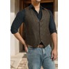 HISDERN Men's Formal Suit Vest Solid Waistcoat for Mens Herringbone