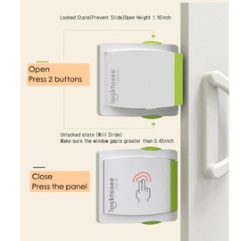 Window Lock Children, Glass Sliding Door Lock, Baby Safety Sliding Window Locks for Childproof Patio Cabinet Doors, No Drilling Tool Required (Green + Grey)