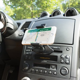 Mobilefox 360° Rotation CD Slot Car Phone Holder with flexible Cradle clamping jaws for Smartphone black - Mount