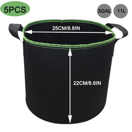 HanYun Tomato Grow Bags, 5 Pack 3 Gallon Strawberry Planter Heavy Duty Thickened Fabric Planters Pots, Large Growing Bags for Vegetables Flowers Herbs Potato Tomato Carrot Strawberry, Black