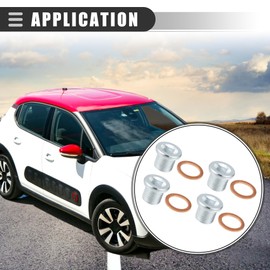 Motoforti Oil Drain Plug Screw,for Citroen C3 2003-2010, Silver Tone, 4pcs