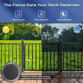 Avalution Deck Fence Gate Outdoor,32" H x 48" W, Metal Fence Gate Kit