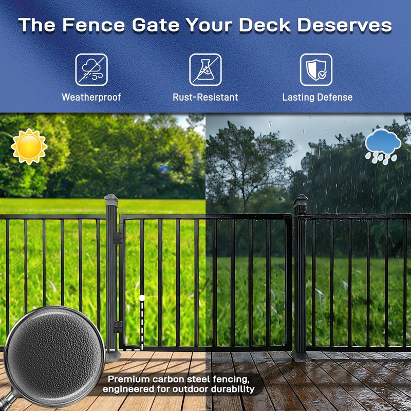 Avalution Deck Fence Gate Outdoor,32" H x 48" W, Metal