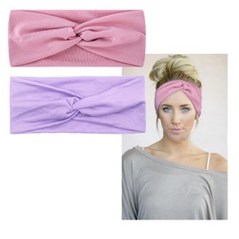 CHENGZI Sports Headband Yoga Headband Elastic Multicoloured Wide Headband Running Swing Absorbent Women Headband (Pink+Purple)