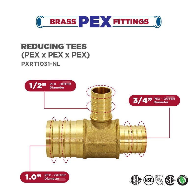 Supply Giant QYSU1031 Reducing Tee Pipe Fitting; 1'' x 3/4''