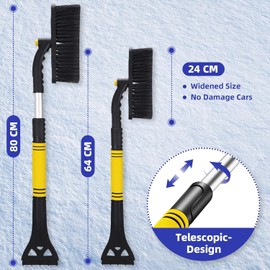 Tuofang Car Ice Scraper, 3-in-1 Ice Scraper Car with Broom 64-80 cm Car Ice Scraper with Ice Breaker Function, for Cars, Trucks and SUVs