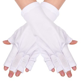 AOVNA 1 Pair Nail Gloves UV Protective Nail Gloves Fingerless Nail Gloves UV Shield Gloves for Nail Art Manicures (White)