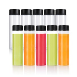 YBCPACK 10 Pack 16 OZ (500 ml) Clear PET Plastic Juice Bottles with Black Lids - Empty Plastic Smoothie Bottles Ideal for Juice, Milk, Homemade Beverages