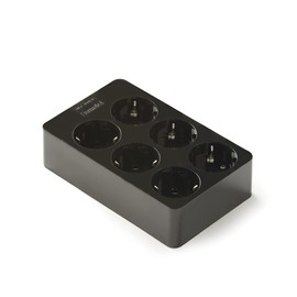 FAMATEL Connection strip 6 connectors, square structure, wireless, up to 3680 W, 16 A, 250 V, child lock, alignment sockets 45°, prevents hidden consumption, black