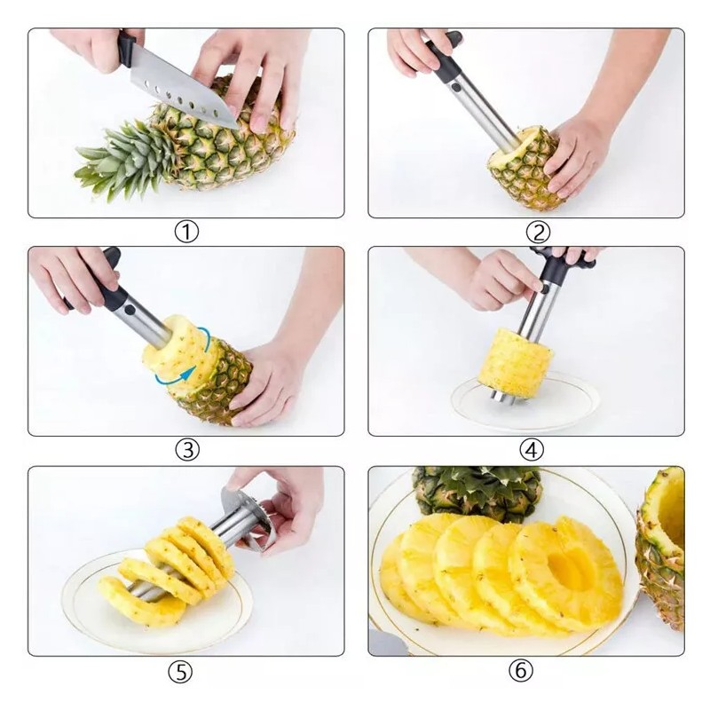TECHTONGDA Pineapple Corer Slicer Handheld Cylindrical Stainless Steel Kitchen Tool