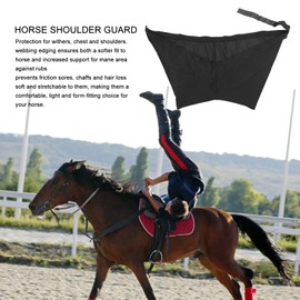 Tbest Elastic Horse Shoulder Guard Chest Guard Anti Rub Bib Back Protector Genuine PU Black (L)