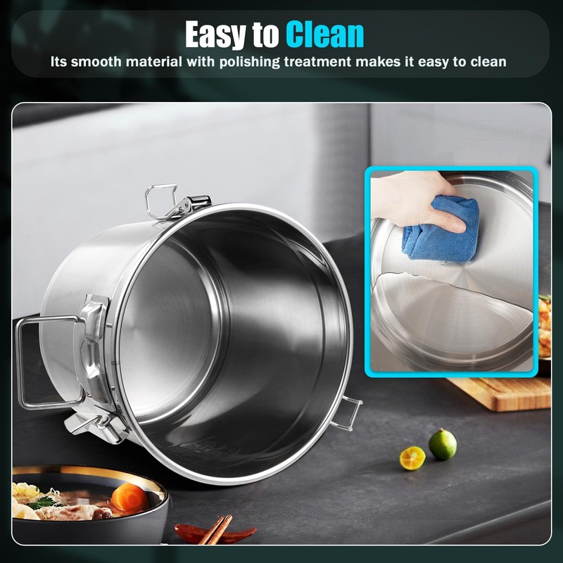 DYNAMI 304 Stainless Steel Airtight Canister for Kitchen, 3.2Gal/405oz Flour
