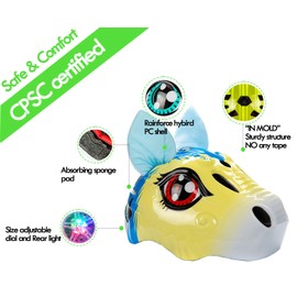 Toddler Helmet Unicorn Bike Helmet for Girls with Taillight 3D Unicorn CPSC and CPSIA Safety Certified for 3-10 Years Easily Adjuastable and Multi-Sport,Skateboard Skating Scooter Helmet