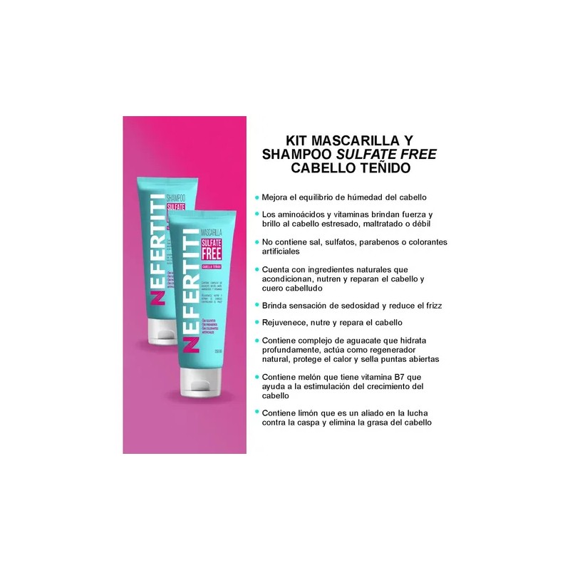 Nefertiti Shampoo Y Mascarilla Sulfate Free Cabello Teñido
