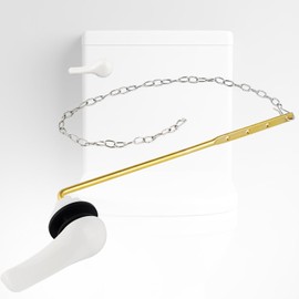 iFealClear Universal Metal Toilet Handle Replacement Kit, Front Mount Toilet Tank Flush Lever with Stainless Steel Chain, Fits Most Toilets, White