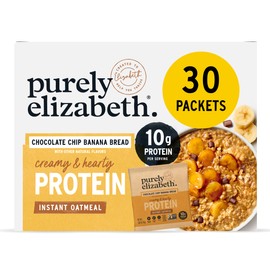 Purely Elizabeth Creamy & Hearty Protein Instant Oatmeal, Chocolate Chip Banana Bread, Vegan Friendly, Organic, Gluten Free & Non-GMO, 5 Count, 8.3 Ounce (Pack of 6)