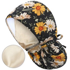 QBA Working Cap with Button Long Hair, Adjustable Working Hat Sweatband Cotton Ponytail Holder, Tie Back Hats for Women & Men, One Size