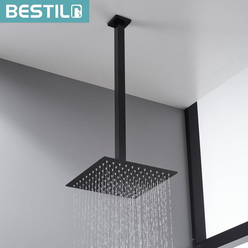 BESTILL 20 Inch Matte Black Ceiling Mount Shower Arm and