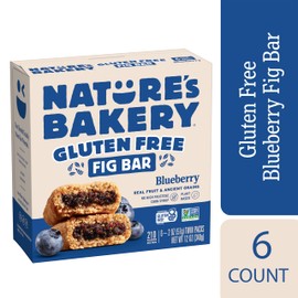 Nature’s Bakery Gluten Free Fig Bars, Blueberry, Real Fruit, Vegan, Non-GMO, Snack Bar, 1 Box With 6 Twin Packs (6 Twin Packs)
