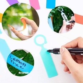MHY 200 Pcs Thick Plastic Plant Labels - Garden Waterproof Plant Tree Tags - 4.3 inch Color Hanging Plant Markers for Plants, Potted Plants, Nurseries, Trees，Gardening (White)
