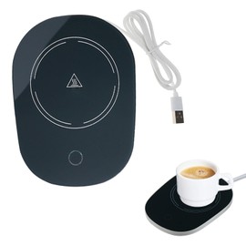 Cup Warmer, Drinks Warmer, Cup Warmer, Electric Cup Warmer, Pad with Automatic, USB Drink Warmer, Constant Temperature 55°C/131°F (Black)