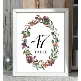 Darling Souvenir Double Sided Print Floral Oval Wreath Table Numbers Decorative Table Place Cards DIY-4" x 6" (1 to 30)