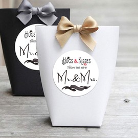 120Pcs Hugs and Kisses from the new Mr and Mrs Stickers Envelope Seals Labels Wedding Stickers Party Favors Label Stickers