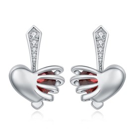 JewelryPalace Breast Cave Heart Love 1.9ct Real Garnet Solitaire Stud Earrings Silver 925 Ladies Red Natural Stone Jewellery Set Earrings Silver Gemstone Girls Stud Earrings Silver Gift for Women,